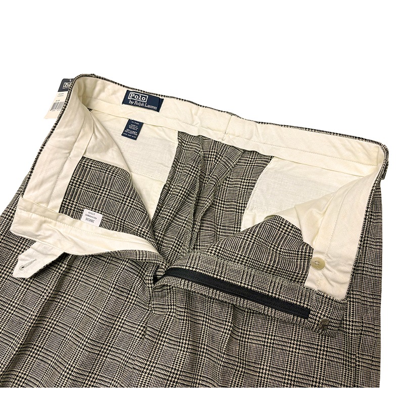 ��DEADSTOCK�� 90s��Polo by Ralph Lauren �ݥ� ���ե������COTTON/LINEN SLACKS ���åȥ��ͥ� ����å�����2���å���col.BLACK�������ꡡsize:W38��L36���ڥǥåɥ��ȥå��ۡ���šۡ�Ź�޻����Բġ�