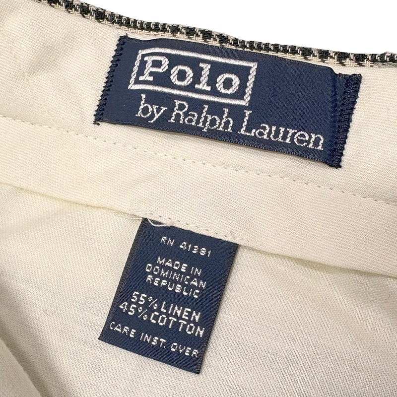 ��DEADSTOCK�� 90s��Polo by Ralph Lauren �ݥ� ���ե������COTTON/LINEN SLACKS ���åȥ��ͥ� ����å�����2���å���col.BLACK�������ꡡsize:W38��L36���ڥǥåɥ��ȥå��ۡ���šۡ�Ź�޻����Բġ�