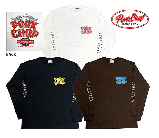 PORKCHOP GARAGE SUPPLY �ݡ�������å� ���졼�����ץ饤��WP BIG LOGO L/S TEE���ӥå����� ĹµT����ġ�����T��3��(WHITE/BLACK/DARK BROWN)��2025SS