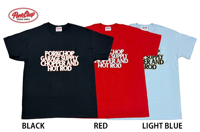 PORKCHOP GARAGE SUPPLY �ݡ�������å� ���졼�����ץ饤��C&H LOGO POCKET TEE �������ݥ��å� T����ġ�Ⱦµ��3��(BLACK/RED/LIGHT BLUE)��2026SS