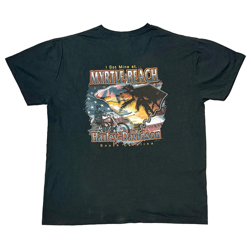 ��09��Harley-Davidson �ϡ��졼���ӥåɥ���SHORT SLEEVE T-SHIRTS ���硼�ȥ��꡼�� T����ġ�col:BLACK��size:2XL����USED �桼���ɡۡ���šۡ�Ź�޻����Բġ�