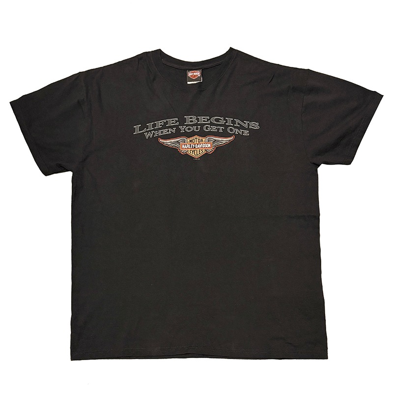 ��09��Harley-Davidson �ϡ��졼���ӥåɥ���SHORT SLEEVE T-SHIRTS ���硼�ȥ��꡼�� T����ġ�col:BLACK��size:2XL����USED �桼���ɡۡ���šۡ�Ź�޻����Բġ�
