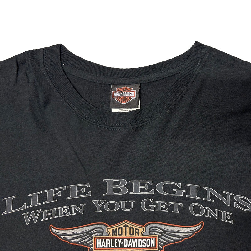 ��09��Harley-Davidson �ϡ��졼���ӥåɥ���SHORT SLEEVE T-SHIRTS ���硼�ȥ��꡼�� T����ġ�col:BLACK��size:2XL����USED �桼���ɡۡ���šۡ�Ź�޻����Բġ�