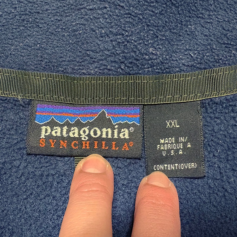 1996ǯ����patagonia �ѥ����˥���Fleece Jacket �ե꡼�����㥱�åȡ�SYNCHILLA ������顡col:NAVY��size:XXL��Made in U.S.A.����USED �桼���ɡۡ���šۡ�Ź�޻����Բġۡ�