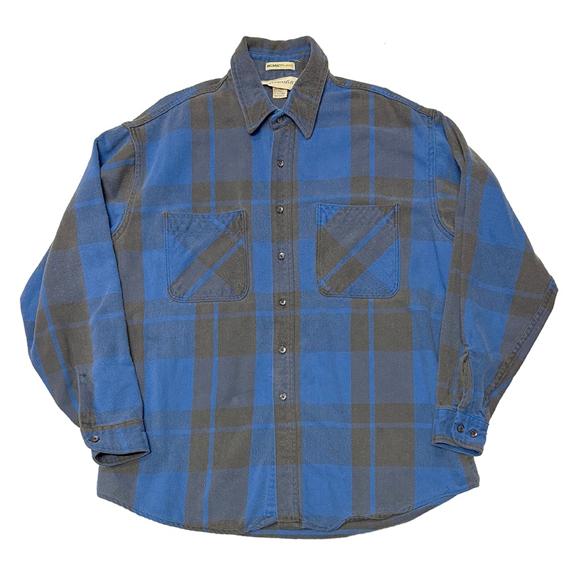 90s��St. John's Bay������� ����󥺥٥���COTTON FLANNEL SHIRT ���åȥ� �ե��ͥ� ����ġ�col:BLUE��BLACK��size:XLT TALL���Х����顼��Made in U.S.A. ��VINTAGE ������ơ����ۡ���šۡ�Ź�޻����Բġ�