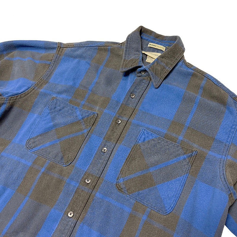 90s��St. John's Bay������� ����󥺥٥���COTTON FLANNEL SHIRT ���åȥ� �ե��ͥ� ����ġ�col:BLUE��BLACK��size:XLT TALL���Х����顼��Made in U.S.A. ��VINTAGE ������ơ����ۡ���šۡ�Ź�޻����Բġ�