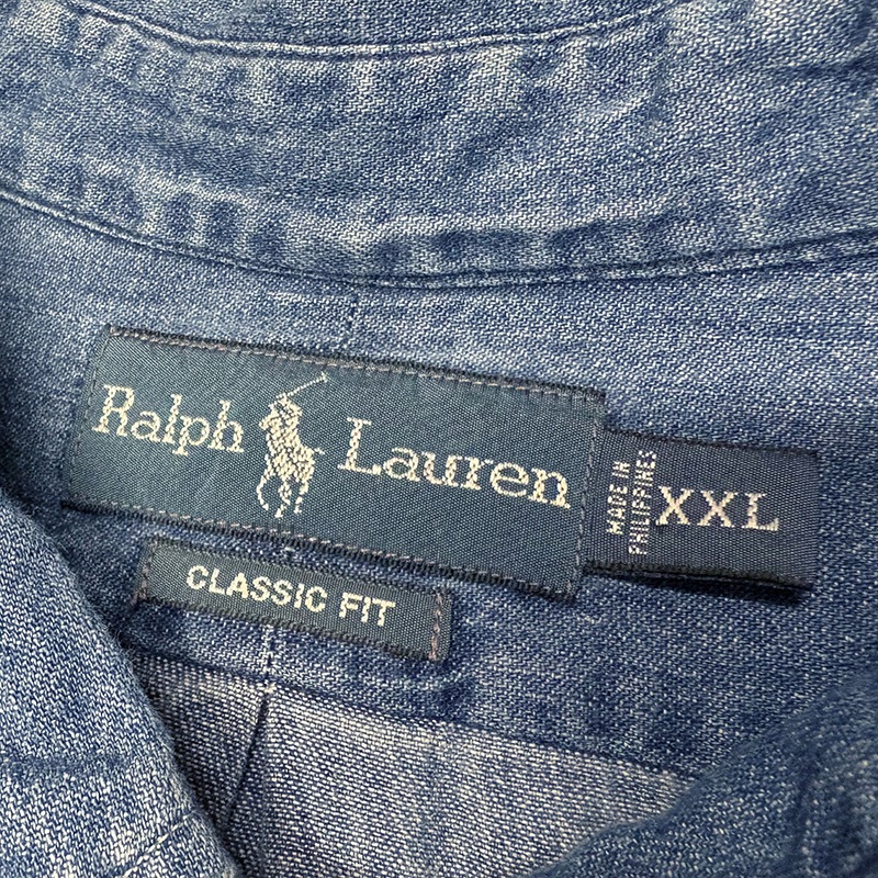 Ralph Lauren ���ե������ BD DENIM SHIRT �ܥ�������� �ǥ˥ॷ��ġ�col:INDIGO��size:XXL��COTTON100%����USED �桼���ɡۡ���šۡ�Ź�޻����Բġ�