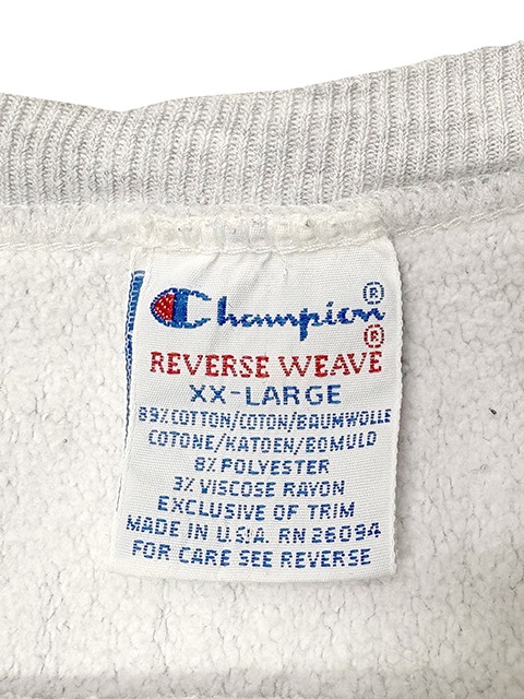 90s��Champion �����ԥ���REVERSE WEAVE CREW NECK SWEAT SHIRTS ��С����������� ���롼�ͥå� �������å� ����ġ�col:GRAY��size:XX-LARGE���ɽ��������Ҥӳ��ץ��ȡ�KANSAS��MADE IN U.S.A. ����ꥫ����BIG SIZE����VINTAGE ������ơ����ۡ���šۡ�Ź�޻����Բġ�