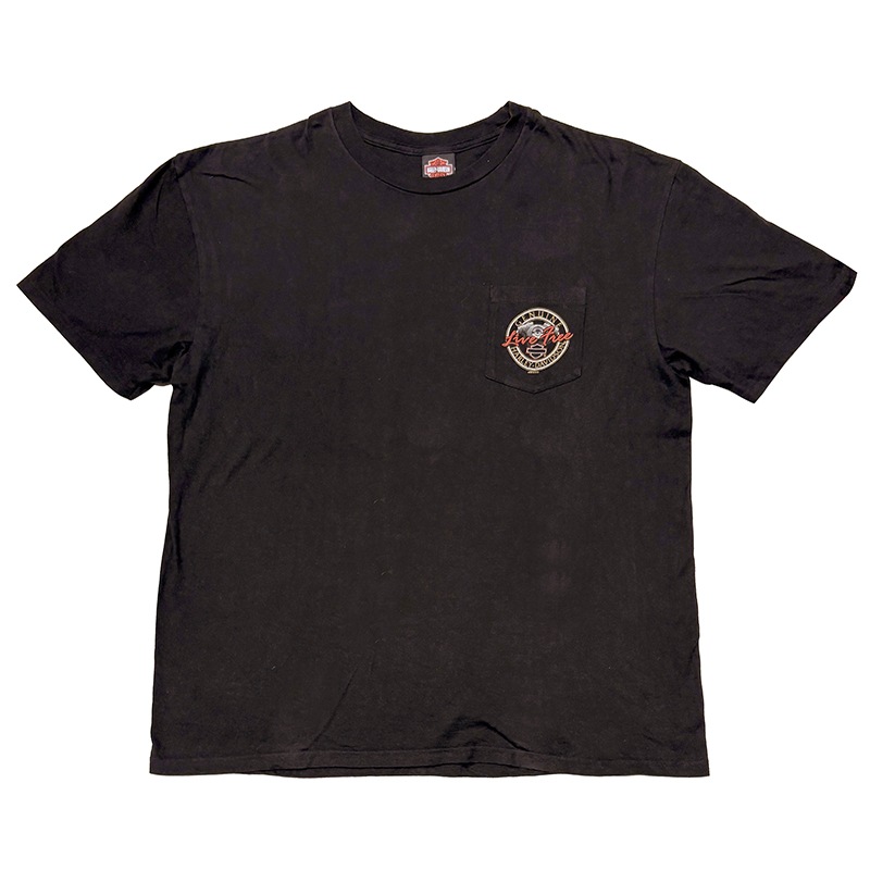 ��10��Harley-Davidson �ϡ��졼���ӥåɥ���SHORT SLEEVE POCKET T-SHIRTS ���硼�ȥ��꡼�� �ݥ��å� T����ġ�col:BLACK��size:2XL����USED �桼���ɡۡ���šۡ�Ź�޻����Բġ�