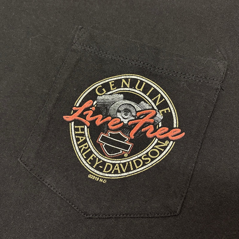 ��10��Harley-Davidson �ϡ��졼���ӥåɥ���SHORT SLEEVE POCKET T-SHIRTS ���硼�ȥ��꡼�� �ݥ��å� T����ġ�col:BLACK��size:2XL����USED �桼���ɡۡ���šۡ�Ź�޻����Բġ�