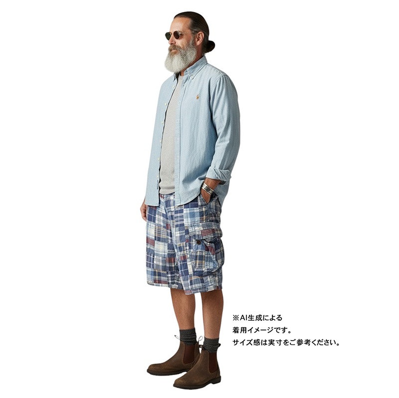 Polo by Ralph Lauren �ݥ� ���ե������MADRAS CHECK CARGO SHORTS �ޥɥ饹�����å� ���������硼�ġ�col.BLUE�ϡ�size:W36��COTTON100�� ��USED �桼���ɡۡ���šۡ�Ź�޻����Բġ�