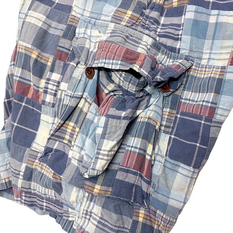 Polo by Ralph Lauren �ݥ� ���ե������MADRAS CHECK CARGO SHORTS �ޥɥ饹�����å� ���������硼�ġ�col.BLUE�ϡ�size:W36��COTTON100�� ��USED �桼���ɡۡ���šۡ�Ź�޻����Բġ�