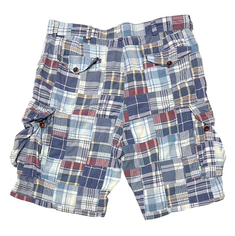 Polo by Ralph Lauren �ݥ� ���ե������MADRAS CHECK CARGO SHORTS �ޥɥ饹�����å� ���������硼�ġ�col.BLUE�ϡ�size:W36��COTTON100�� ��USED �桼���ɡۡ���šۡ�Ź�޻����Բġ�