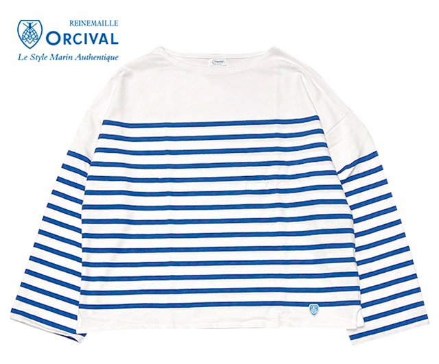 ��SALE 20%OFF��ORCIVAL �������Х롡#6919 Women's Wide Basque Shirt �����ޥ� �磻�� �Х��� ����ġ�WHITE/BLEU �ۥ磻��/�֥롼���ܡ�������size:1���ܡ��ȥͥå�������T���磻�ɥ��륨�åȡ��������Х롡Made in FRANCE