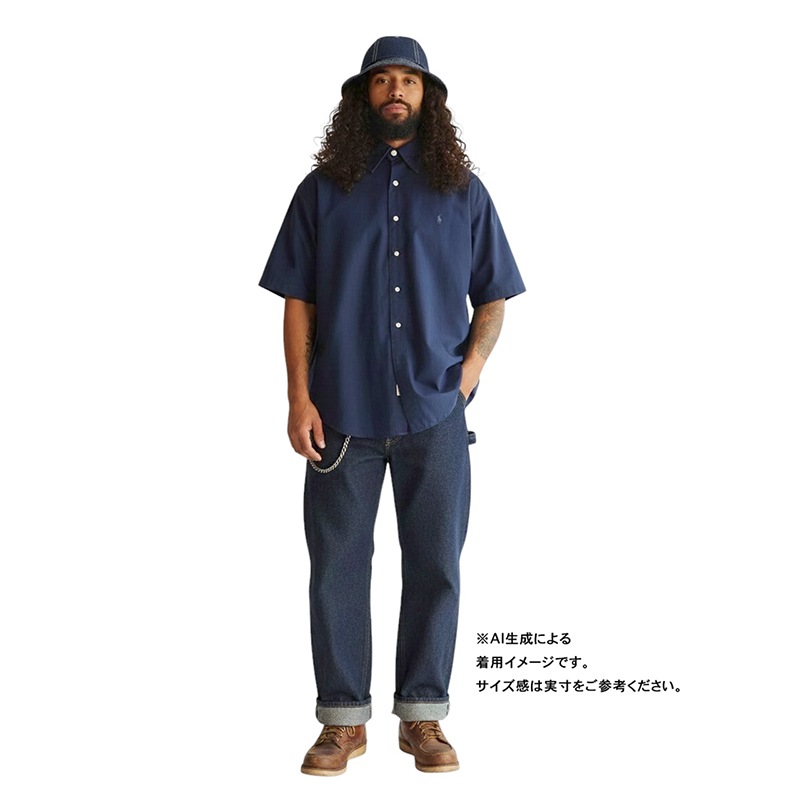 Polo by Ralph Lauren �ݥ� ���ե������"MARLOWE" S/S SHIRT "�ޡ�����" Ⱦµ����ġ�col:NAVY��size:L��COTTON100%����USED �桼���ɡۡ���š�