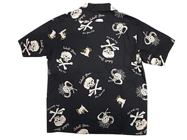 SCHOTT ����åȡ�HAWAIIAN SHIRT SKULL �ϥ磻���� ����� �����롡�������ϥ磻���󥷥�ġ������ϥ���ġ�2��(BLACK/L.GREY)