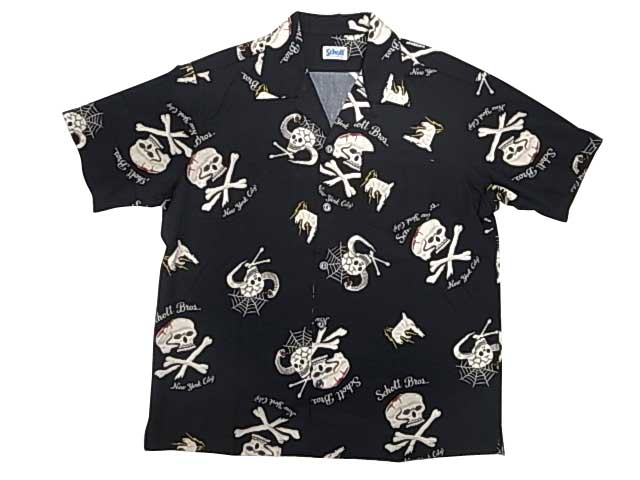 SCHOTT ����åȡ�HAWAIIAN SHIRT SKULL �ϥ磻���� ����� �����롡�������ϥ磻���󥷥�ġ������ϥ���ġ�2��(BLACK/L.GREY)