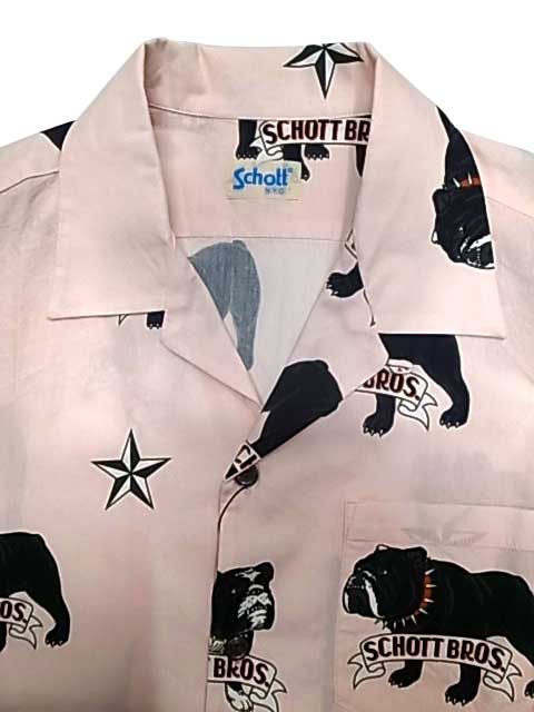 SCHOTT ����åȡ�HAWAIIAN SHIRT BULLDOG �ϥ磻���� ����� �֥�ɥå��������ϥ磻���󥷥�ġ������ϥ���ġ�PINK �ԥ�