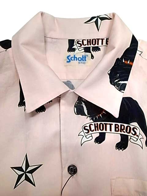 SCHOTT ����åȡ�HAWAIIAN SHIRT BULLDOG �ϥ磻���� ����� �֥�ɥå��������ϥ磻���󥷥�ġ������ϥ���ġ�PINK �ԥ�