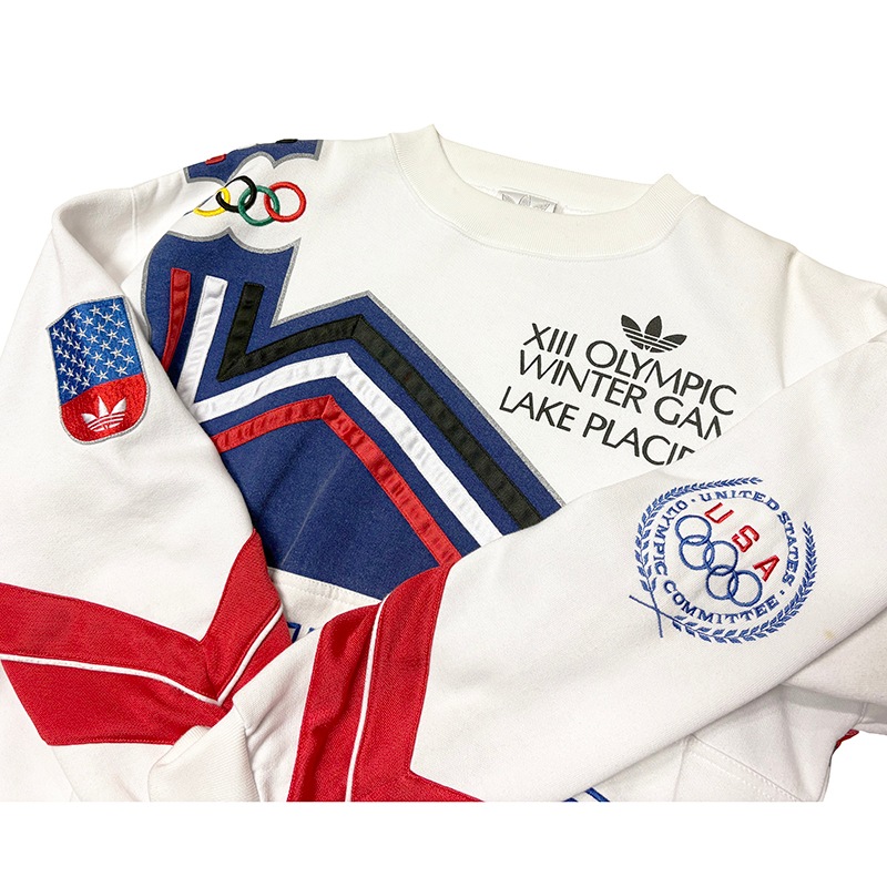 ��SALE 20%OFF�� 80s��adidas ���ǥ�������LAKE PLACID OLYMPIC C/N SWEAT �졼���ץ饷�å��ߵ������ԥå� ���롼�ͥå� �������åȡ�col:WHITE��size:S���䥿�� ��VINTAGE ������ơ����ۡ���šۡ�Ź�޻����Բġ�