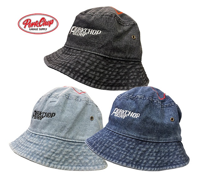 PORKCHOP GARAGE SUPPLY �ݡ�������å� ���졼�� ���ץ饤��P POWER DENIM BUCKET HAT��P�ѥ �ǥ˥ࡡ�Х��åȥϥåȡ�3��(BLACK/LIGHT BLUE/DARK BLUE)���ϥåȡ��Х��ϡ�˹�ҡ�2026SS