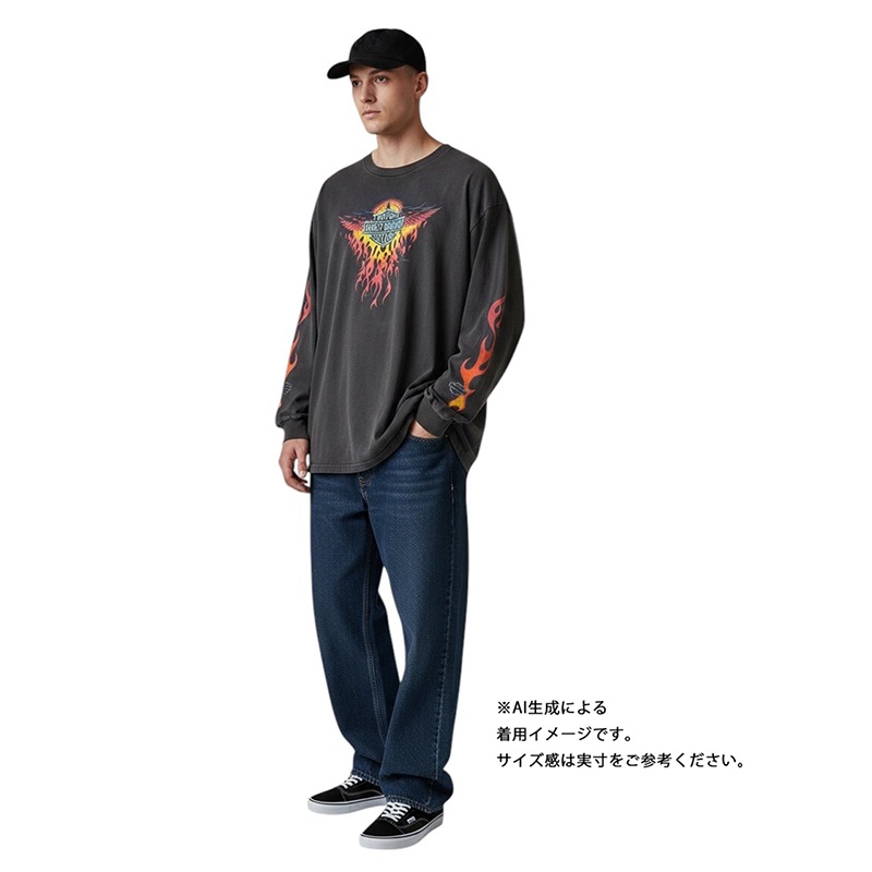 ��01��Harley-Davidson �ϡ��졼���ӥåɥ���LONG SLEEVE T-SHIRTS ���󥰥��꡼�� T����ġ�col:BLACK��size:3XL��Made in U.S.A.����USED �桼���ɡۡ���šۡ�Ź�޻����Բġ�