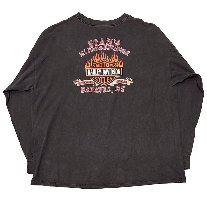 ��01��Harley-Davidson �ϡ��졼���ӥåɥ���LONG SLEEVE T-SHIRTS ���󥰥��꡼�� T����ġ�col:BLACK��size:3XL��Made in U.S.A.����USED �桼���ɡۡ���šۡ�Ź�޻����Բġ�