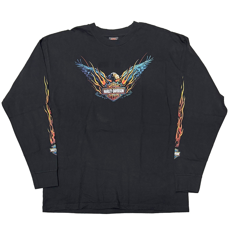 ��06��Harley-Davidson �ϡ��졼���ӥåɥ���LONG SLEEVE T-SHIRTS ���󥰥��꡼�� T����ġ�col:BLACK��size:2X-LARGE��Made in U.S.A.����USED �桼���ɡۡ���šۡ�Ź�޻����Բġ�