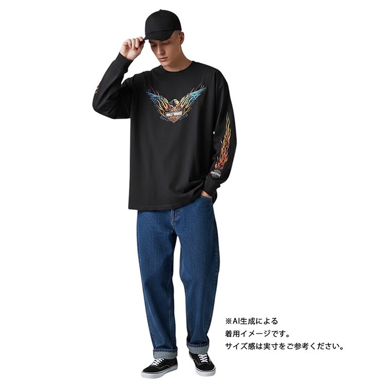 ��06��Harley-Davidson �ϡ��졼���ӥåɥ���LONG SLEEVE T-SHIRTS ���󥰥��꡼�� T����ġ�col:BLACK��size:2X-LARGE��Made in U.S.A.����USED �桼���ɡۡ���šۡ�Ź�޻����Բġ�