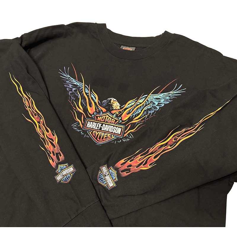 ��06��Harley-Davidson �ϡ��졼���ӥåɥ���LONG SLEEVE T-SHIRTS ���󥰥��꡼�� T����ġ�col:BLACK��size:2X-LARGE��Made in U.S.A.����USED �桼���ɡۡ���šۡ�Ź�޻����Բġ�