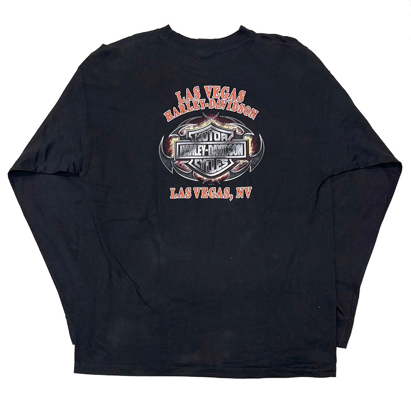��06��Harley-Davidson �ϡ��졼���ӥåɥ���LONG SLEEVE T-SHIRTS ���󥰥��꡼�� T����ġ�col:BLACK��size:2X-LARGE��Made in U.S.A.����USED �桼���ɡۡ���šۡ�Ź�޻����Բġ�