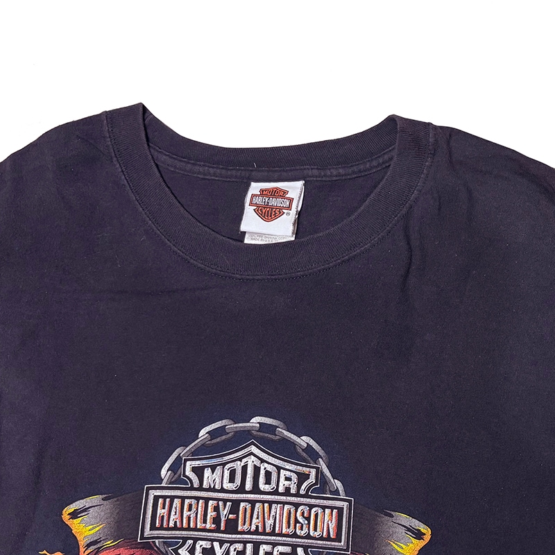 ��06��Harley-Davidson �ϡ��졼���ӥåɥ���LONG SLEEVE T-SHIRTS ���󥰥��꡼�� T����ġ�col:NAVY��size:2XL��Made in U.S.A.����USED �桼���ɡۡ���šۡ�Ź�޻����Բġ�
