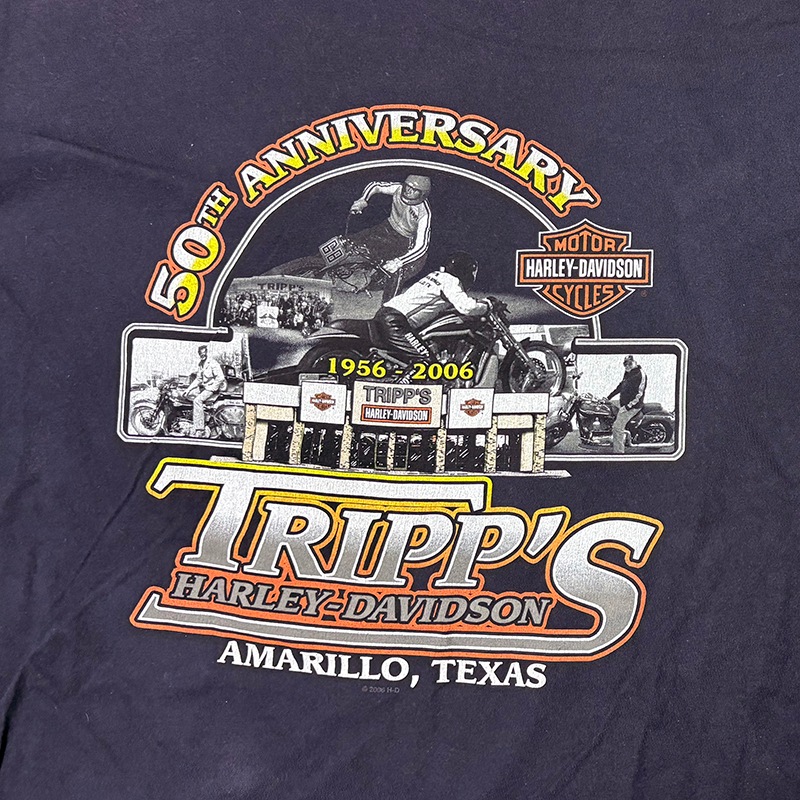 ��06��Harley-Davidson �ϡ��졼���ӥåɥ���LONG SLEEVE T-SHIRTS ���󥰥��꡼�� T����ġ�col:NAVY��size:2XL��Made in U.S.A.����USED �桼���ɡۡ���šۡ�Ź�޻����Բġ�