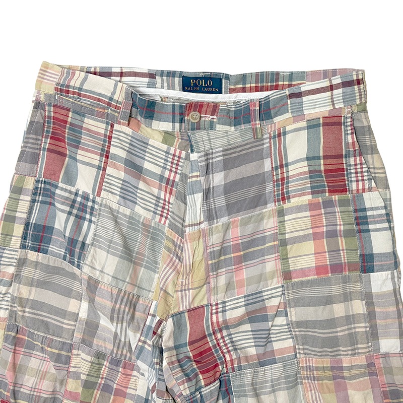 ��SALE 30%OFF��Polo by Ralph Lauren �ݥ� ���ե������MADRAS CHECK SHORTS �ޥɥ饹�����å� ���硼�ġ�col.WHITE��PINK�ϡ�size:W35��COTTON100�� ��USED �桼���ɡۡ���šۡ�Ź�޻����Բġ�