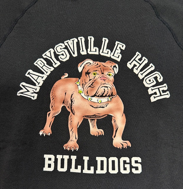 WAREHOUSE �������ϥ�����Lot 409 MARYSVILLE HIGH�����롼�ͥå� �������åȡ�bulldog �֥�ɥå���2��(BLACK/NAVY)���ե��å����ץ��ȡ�MADE IN JAPAN