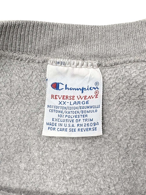 90s��Champion �����ԥ���REVERSE WEAVE CREW NECK SWEAT SHIRTS ��С����������� ���롼�ͥå� �������å� ����ġ�col:GRAY��size:XX-LARGE���ɽ�������3Ϣ�ץ��ȡ����ץ��롡MADE IN U.S.A. ����ꥫ����BIG SIZE����VINTAGE ������ơ����ۡ���š�