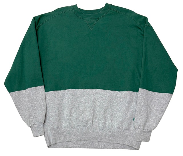 90sRUSSELL ATHLETIC å åHIGH COTTON ϥåȥBICOLOR CREW NECK SWEAT Х顼 롼ͥå åȡcol:GREENGRAYsize:XXL̵ϡMade in USAꥫBIG SIZE VINTAGE ơۡšۡŹ޻Բġ
