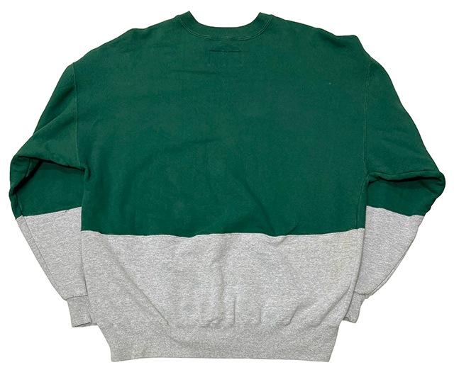90sRUSSELL ATHLETIC å åHIGH COTTON ϥåȥBICOLOR CREW NECK SWEAT Х顼 롼ͥå åȡcol:GREENGRAYsize:XXL̵ϡMade in USAꥫBIG SIZE VINTAGE ơۡšۡŹ޻Բġ