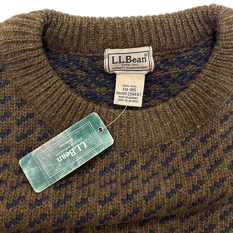 ��DEADSTOCK�ۡ�L.L. Bean ���륨��ӡ���Birds Eye Crew Neck Sweater �С������� ���롼�ͥå� ����������col.BROWN��size:XXL-REG��Made in Norway��BIG SIZE �ڥǥåɥ��ȥå��ۡ���šۡ�Ź�޻����Բġ�