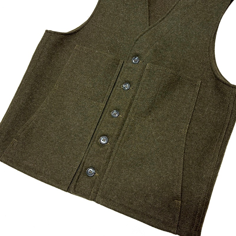 FILSON �ե��륽��MACKINAW WOOL VEST �ޥå��Ρ� ������ �٥��ȡ�col:OLIVE��size:ɽ���ʤ�(M����)��100�� VIRGIN WOOL����USED �桼���ɡۡ���š�