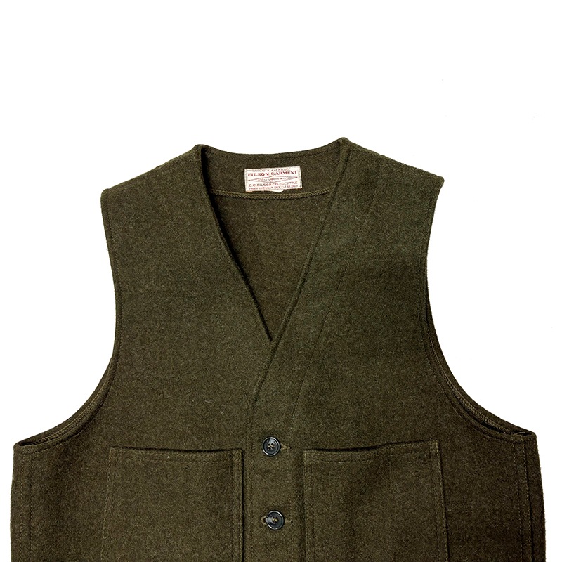 FILSON �ե��륽��MACKINAW WOOL VEST �ޥå��Ρ� ������ �٥��ȡ�col:OLIVE��size:ɽ���ʤ�(M����)��100�� VIRGIN WOOL����USED �桼���ɡۡ���š�