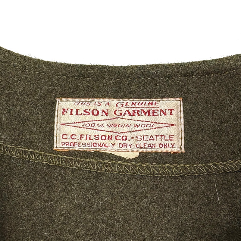 FILSON �ե��륽��MACKINAW WOOL VEST �ޥå��Ρ� ������ �٥��ȡ�col:OLIVE��size:ɽ���ʤ�(M����)��100�� VIRGIN WOOL����USED �桼���ɡۡ���š�