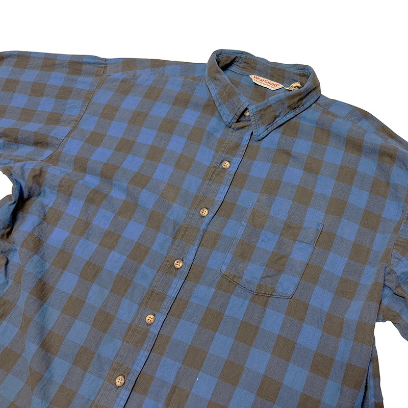 90s��Wear Guard �����������ɡ�L/S Flannel Shirt ���󥰥��꡼�� �ե��ͥ� ����ġ�col:BLUE��size:3XL��Made in U.S.A.���ͥ륷��� ��VINTAGE �ӥ�ơ����ۡ���šۡ�Ź�޻����Բġ�