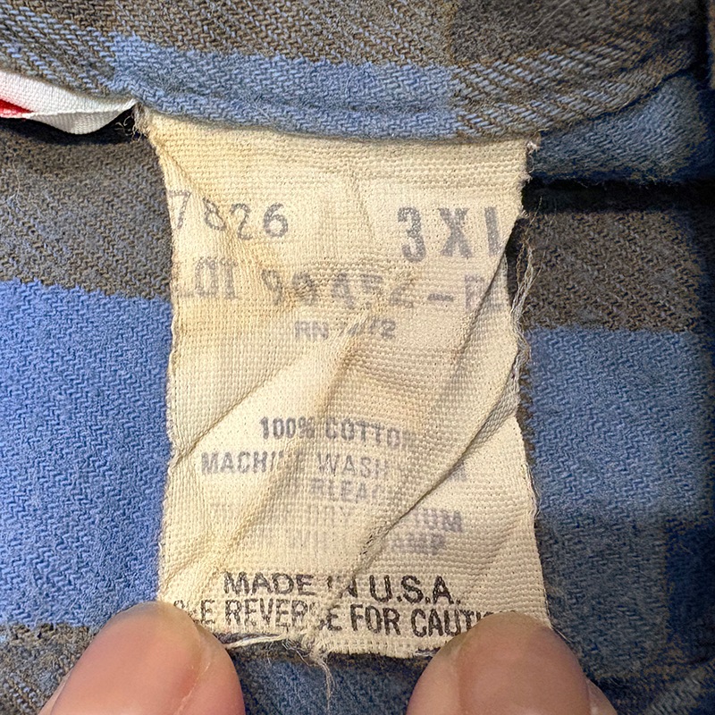 90s��Wear Guard �����������ɡ�L/S Flannel Shirt ���󥰥��꡼�� �ե��ͥ� ����ġ�col:BLUE��size:3XL��Made in U.S.A.���ͥ륷��� ��VINTAGE �ӥ�ơ����ۡ���šۡ�Ź�޻����Բġ�