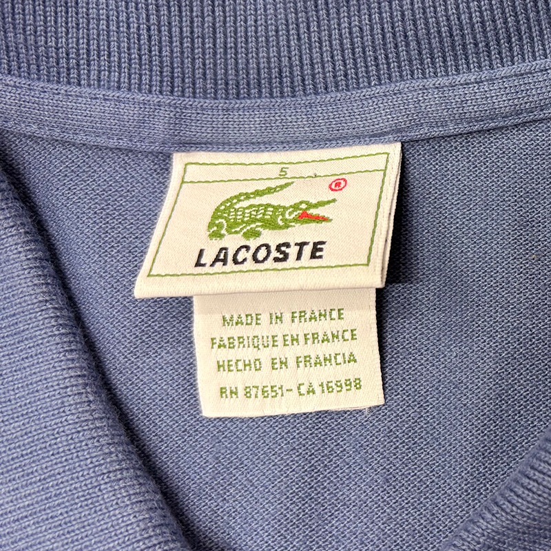 LACOSTE �饳���ơ�Made in France �ե������Polo Shirt �ݥ�����ġ�col:LT.PURPLE��size:5(XL����)���ե�饳����USED �桼���ɡۡ���šۡ�Ź�޻����Բġ�