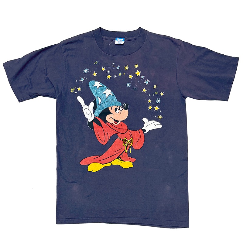 80s��Disney �ǥ����ˡ���FANTASIA �ե��󥿥�����Mickey Mouse T-Shirts �ߥå����ޥ���T����ġ�col:NAVY��size:LARGE��Made in U.S.A. ��VINTAGE �ӥ�ơ����ۡ���š�
