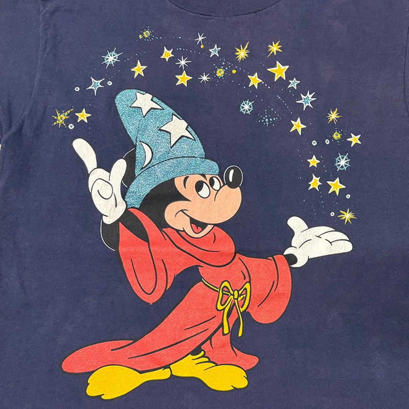 80s��Disney �ǥ����ˡ���FANTASIA �ե��󥿥�����Mickey Mouse T-Shirts �ߥå����ޥ���T����ġ�col:NAVY��size:LARGE��Made in U.S.A. ��VINTAGE �ӥ�ơ����ۡ���š�