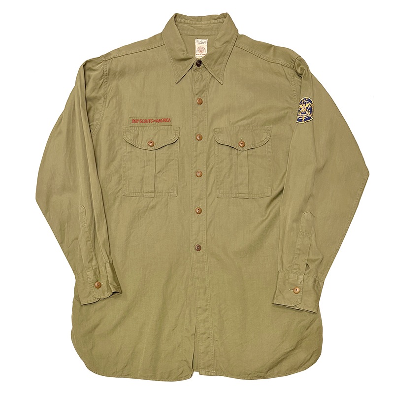 40s��Boy Scouts �ܡ����������ȡ�L/S SHIRTS Ĺµ����ġ��ޥ��դ���col.GREEN��size:ɽ���ʤ�(L-XL����)��Boy Scouts of America ��VINTAGE �ӥ�ơ����ۡ���š�