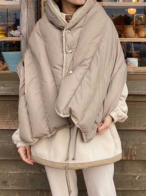 The LOFTLABO ���եȥ�ܡ�KONG ���󥰡�QUILTING DOWN CAPE ����ƥ��� ������ �����ס�2����LT.BEIGE/BLACK��