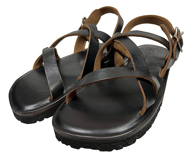 LIGHT MARKER Foot wear �饤�ȥޡ����� �եåȥ���������RISHIKESH SANDAL �ꥷ�������� �쥶�� ������롡BLACK �֥�å���M������(25��26cm)���ϥ�ɥᥤ�ɡ��쥶��������롡KUBIKI LEATHER��LEFT HAND